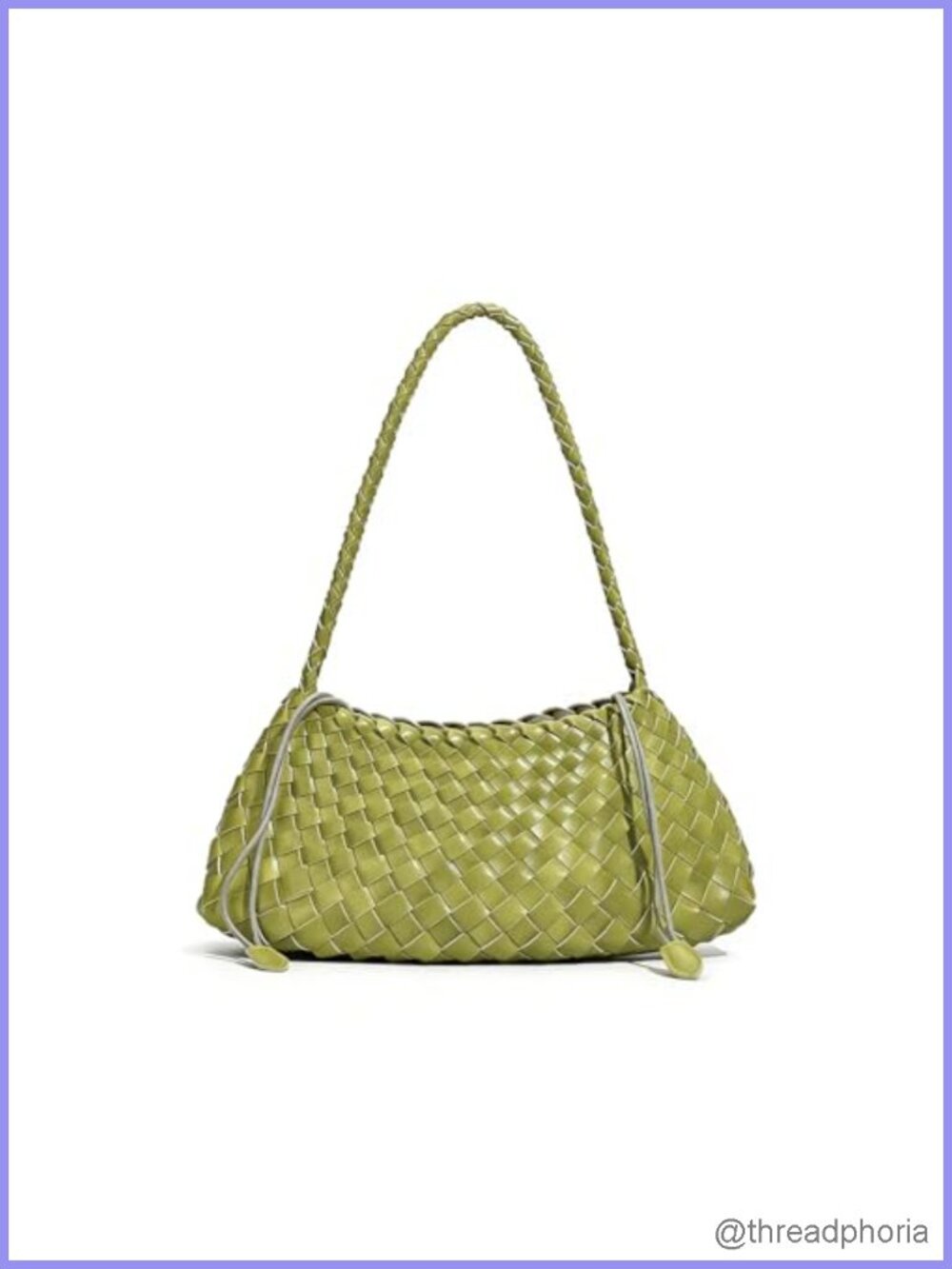 Hand Woven Leather Shoulder Bag Hobo Purse Drawstring